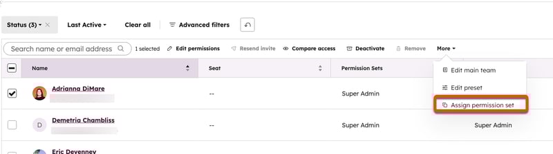 a screenshot showing how to assign a permission set.
