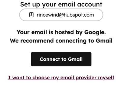 Connecting personal email with recommended provider.