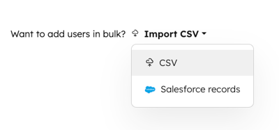 A screenshot showing the import CSV dropdown.